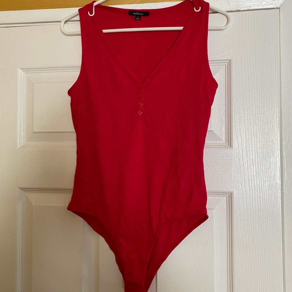 Red Henley Bodysuit